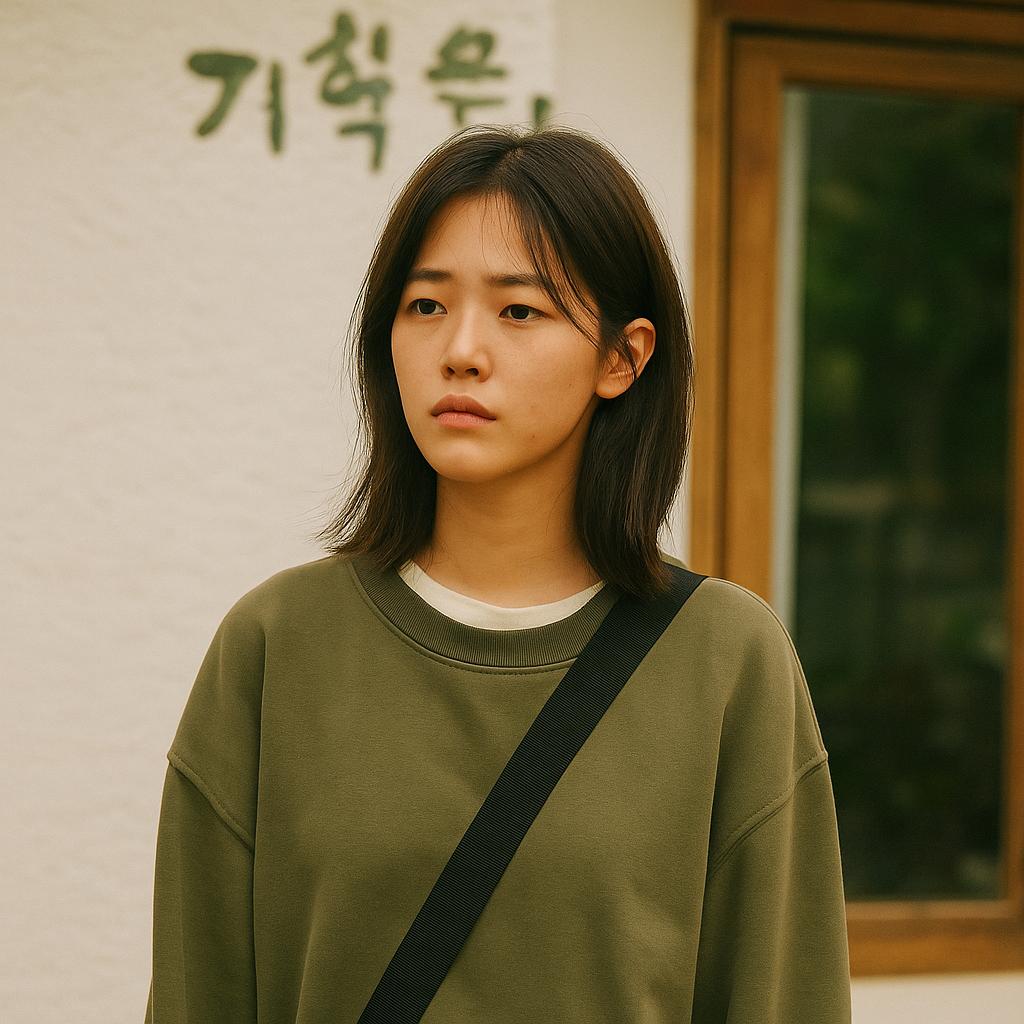 Slice-of-life K-Drama girl in casual village setting